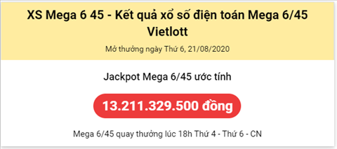 Thống kê Vietlott 21/08/2020 - Phân tích Xổ số Mega 6/45 Thứ 6