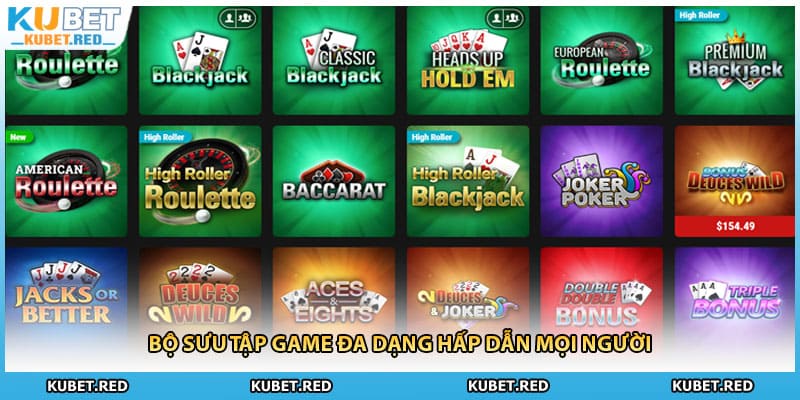 Bộ sưu tập game đa dạng hấp dẫn mọi người